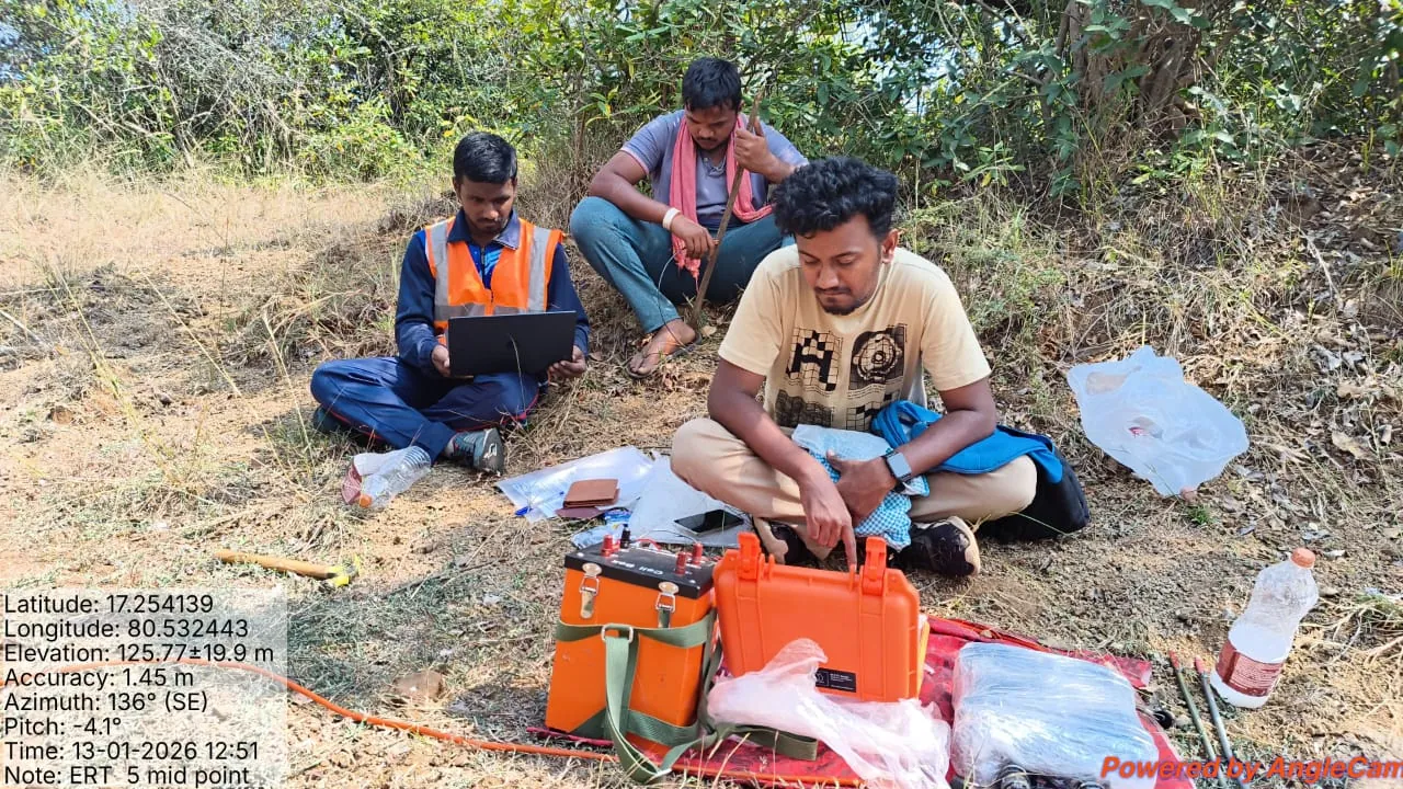 Resistivity survey crew in the field