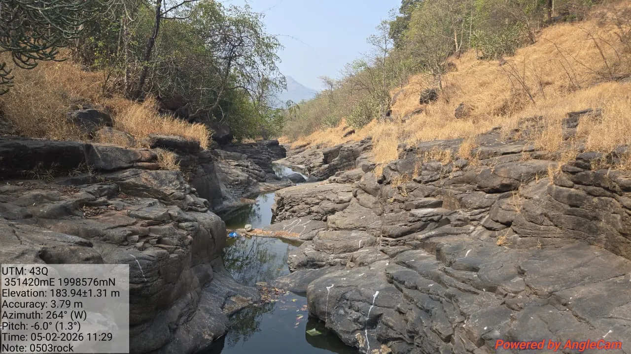 Rock exposure along a river gorge