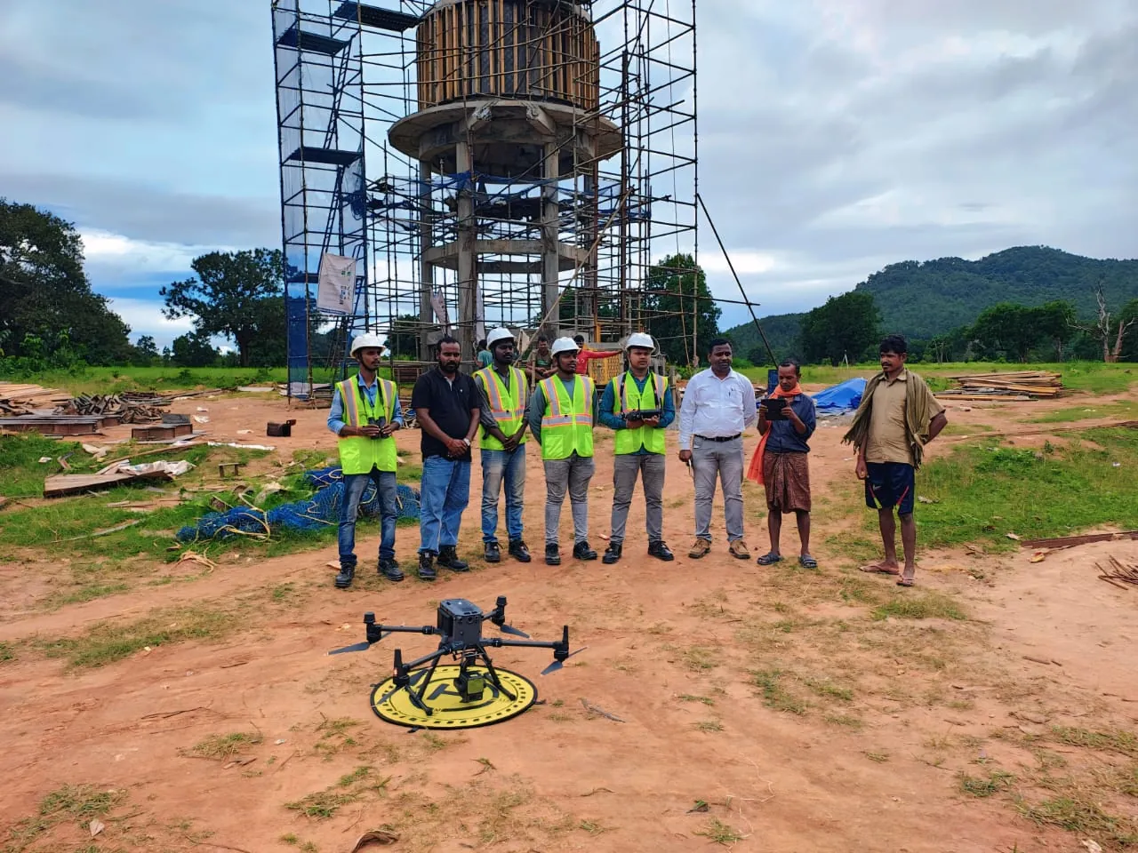 Geo Wings field team with a survey drone